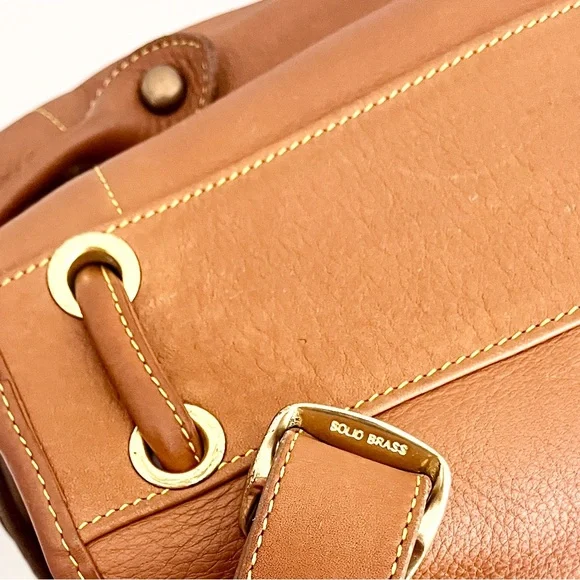 Vintage Dooney & Bourke British Tan Leather Drawstring Bucket Bag - Picture 9 of 14